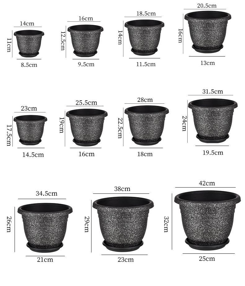 New spray-painted threaded imitation marble flower POTS, thickened resin plastic flower POTS, balcony and hotel green plants, gallon POTS pic 20