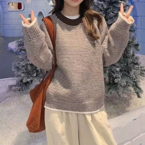 韩版秋冬季百搭圆领套头毛衣女2024新款纯色简约内搭显瘦针织上衣详情4