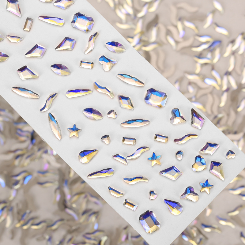 美甲饰品批发斤装美甲钻混装异形钻极光钻魅影紫指甲钻异形平底钻详情8