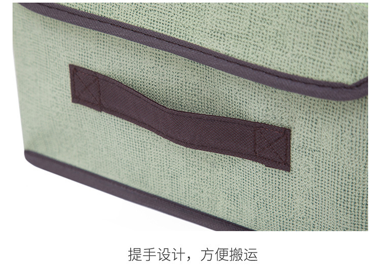 Wholesale of foldable clothing and sundries portable dust-proof storage boxes with LIDS and folding storage boxes made of faux linen fabric pic 19