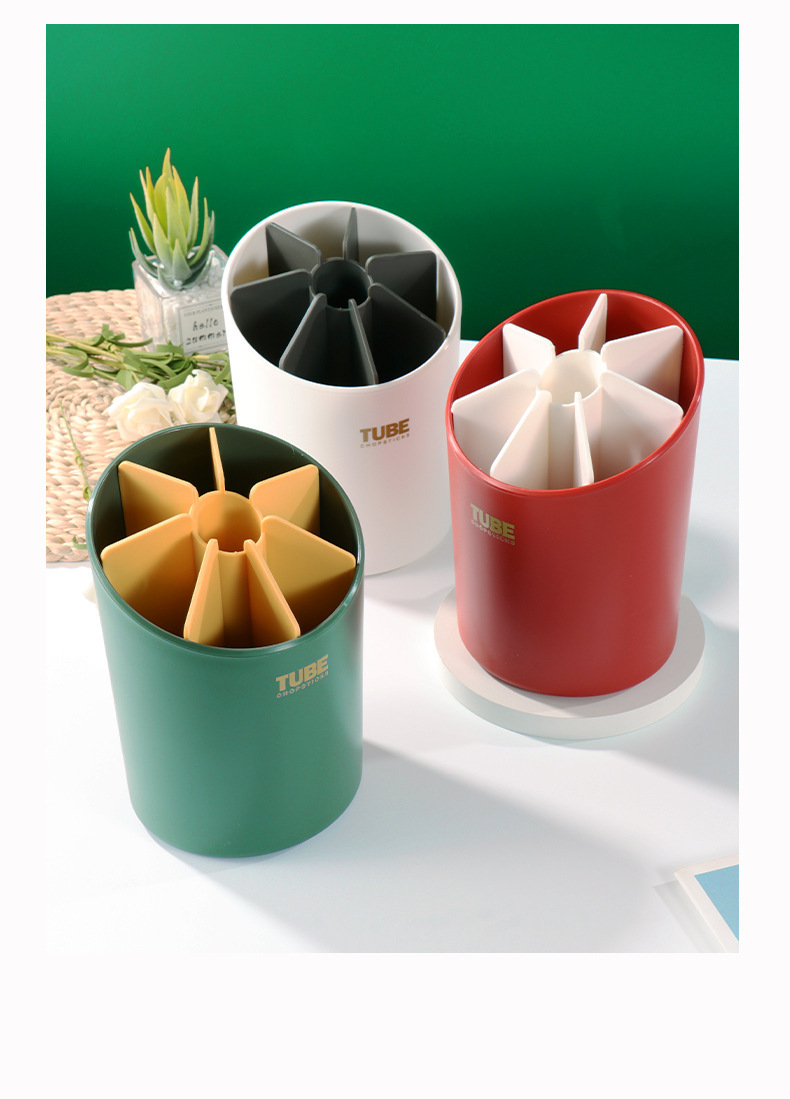 Draining chopstick holder, a simple and multi-functional Japanese-style kitchen storage chopstick cage with plastic compartments for spoons, forks and chopsticks pic 16