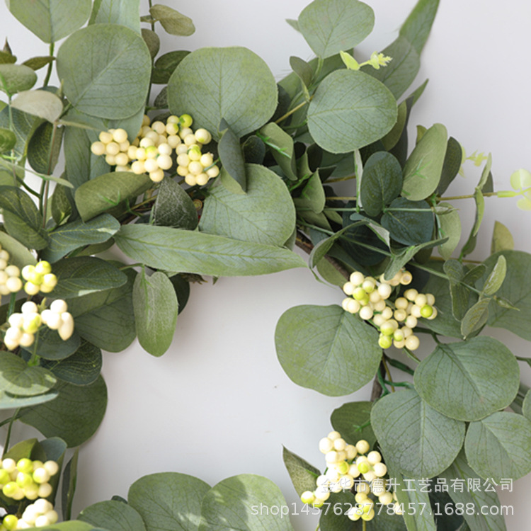 Desheng 2021 Cross-border E-commerce Amazon Spring Color Eucalyptus Leaf Green Fruit Simulation Flower Ring Decoration Manufacturer Wholesale pic 6