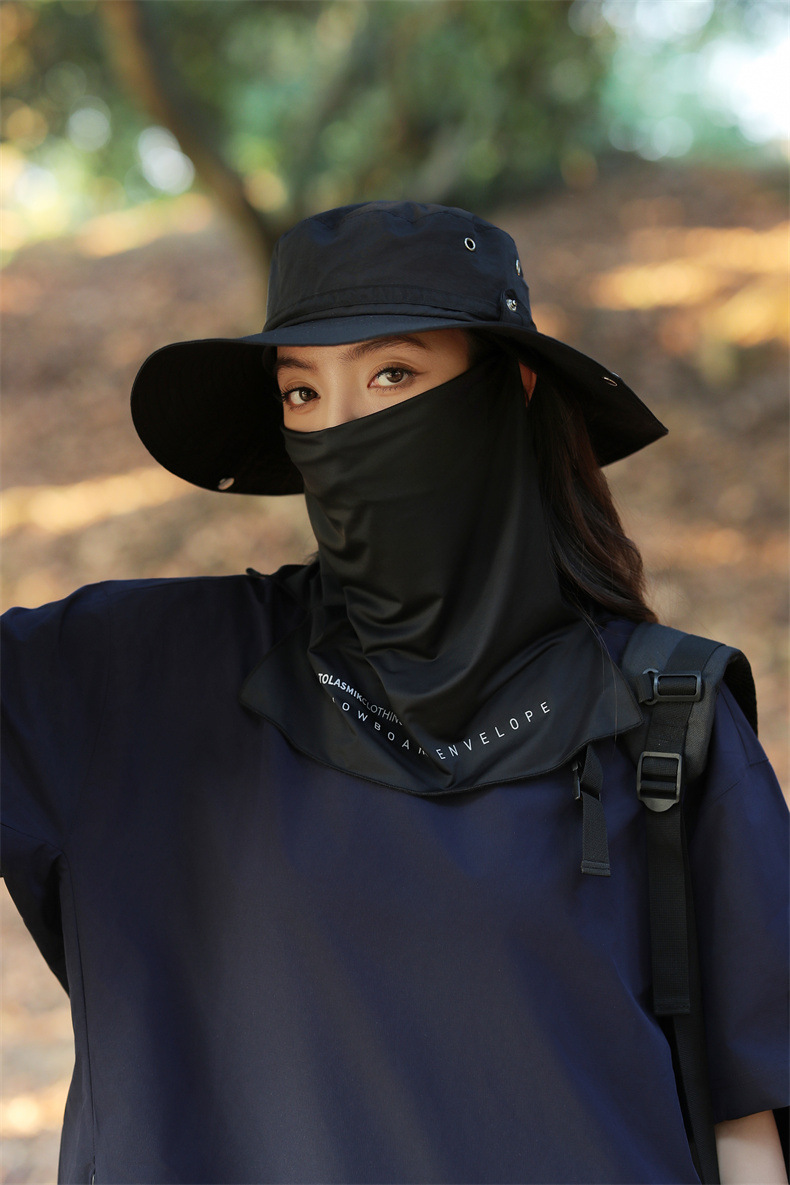 大沿防晒遮脸面纱罩遮阳帽子女士夏季登山帽户外男防紫外线钓鱼帽详情21