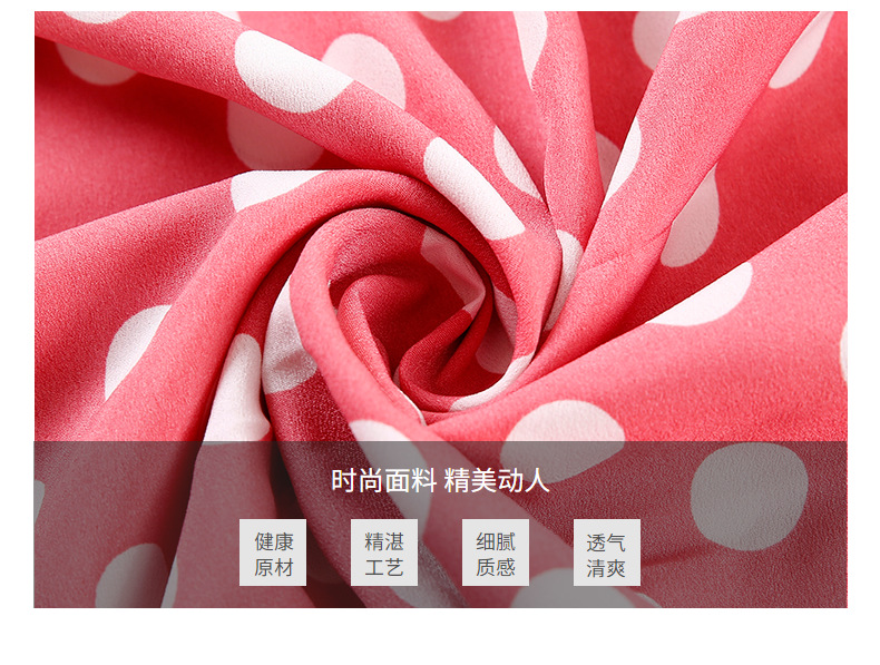 Factory direct sales of summer polka dot printed fabric, black and white polka dot four-sided elastic printed fabric dress fabric pic 5