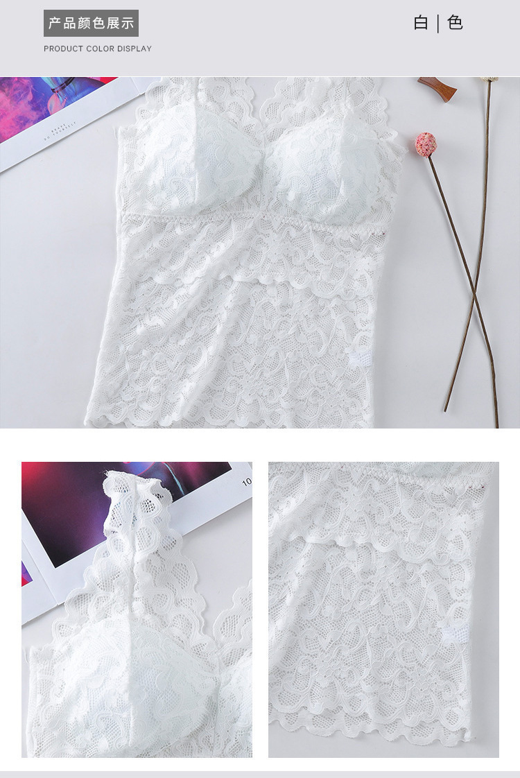 美背网红背心性感蕾丝V领吊带长款外穿内衣打底防走光带胸垫抹胸详情14