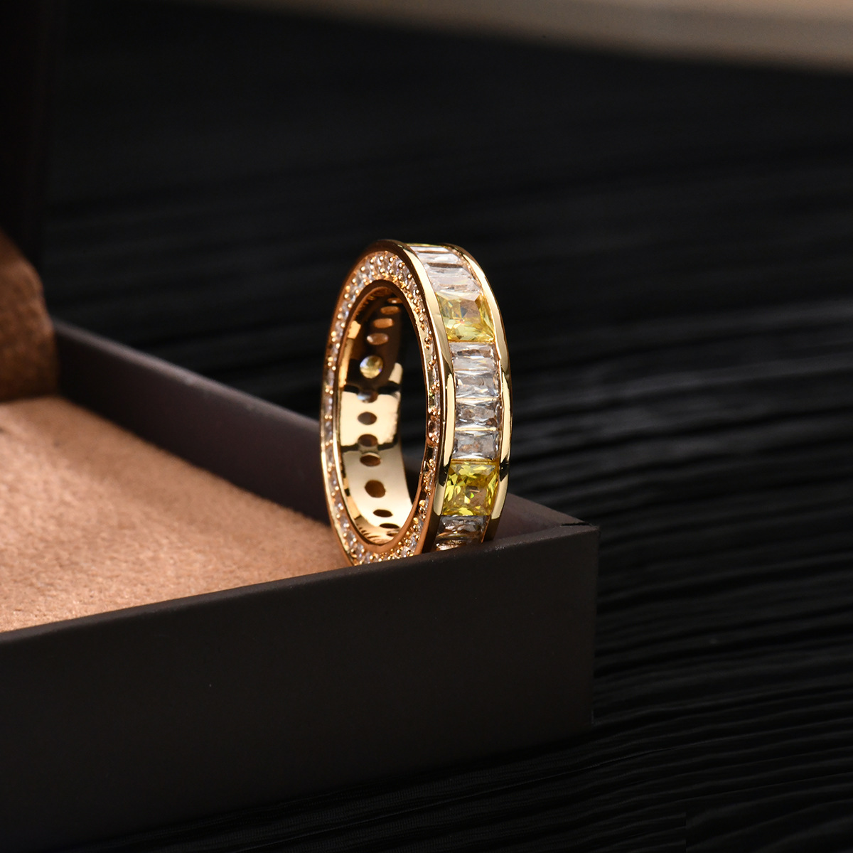 跨进热销厂家批发丝巾扣纯铜镶方锆戒指圈高档真金电镀戒指圈详情9