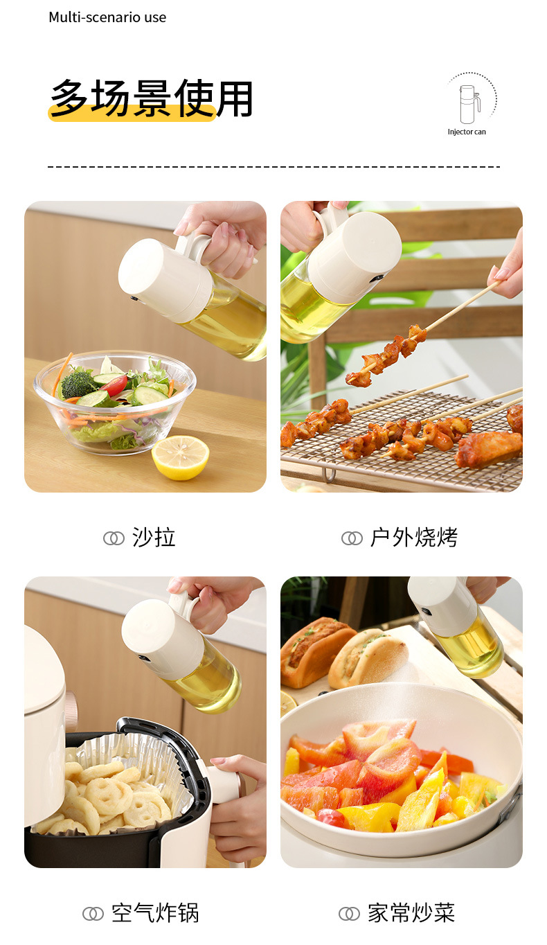 FaSoLa kitchen transparent glass spray oil can bottle sealed to prevent oil leakage, household press spray oil storage can pic 16