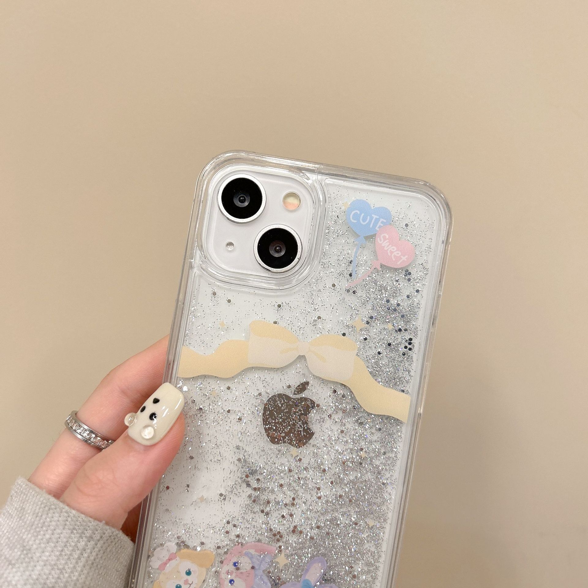 The popular cartoon is cute and fun, suitable for iPhone14pro max and iPhone 15. The phone case is 13/12 transparent with flowing sand pic 49