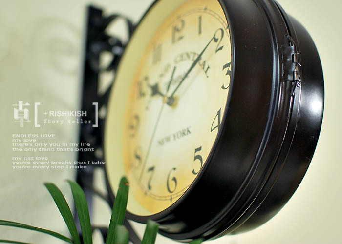 双面挂钟创意美式两面挂表详情5