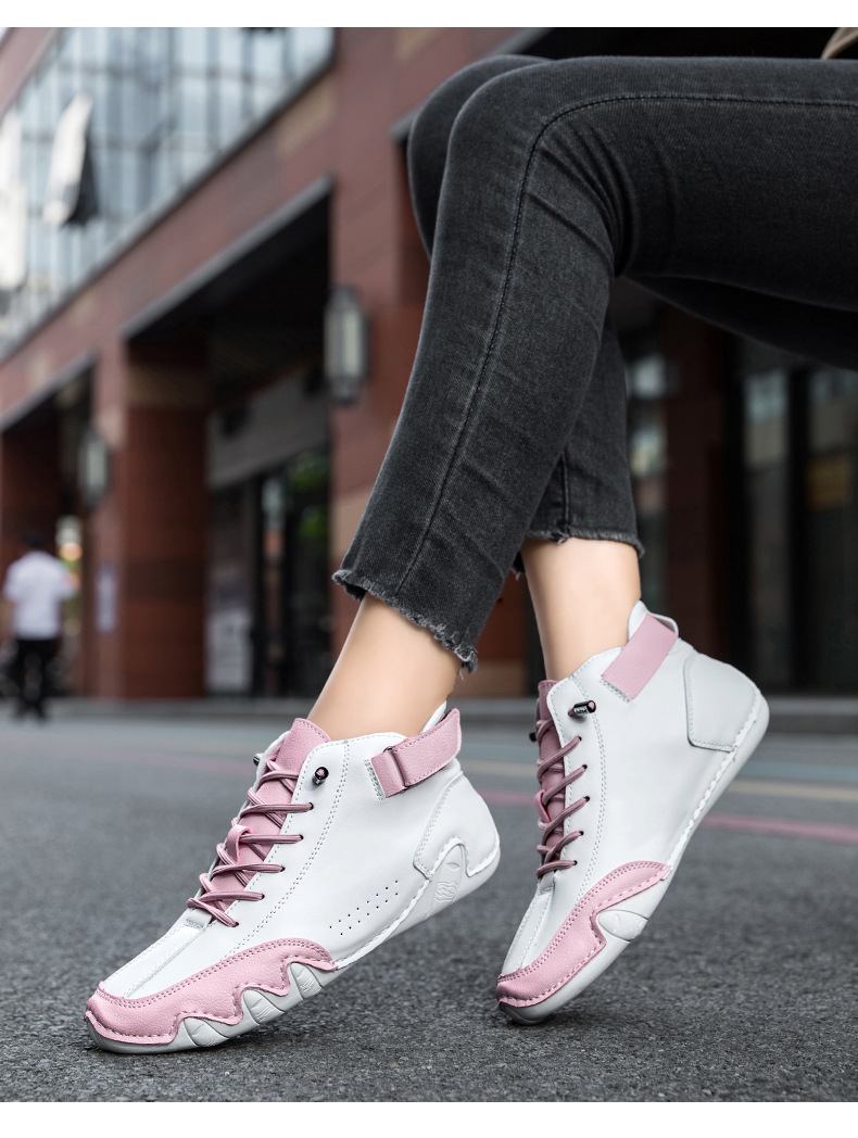 跨境独立站爆款女士马丁靴时尚拼色情侣鞋男女大码高帮休闲鞋短靴详情33