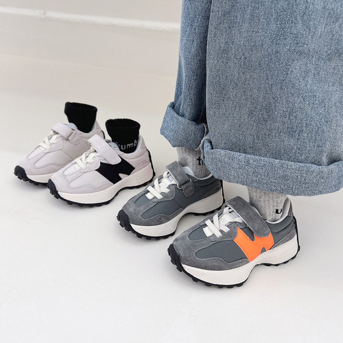 夏萌童鞋2022秋季新款男女童拼色软底板鞋儿童便捷侧魔术贴休闲鞋详情22