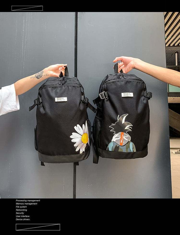 2021 Korean version fashionable couple style cartoon print cool backpack, large-capacity trendy schoolbag for junior and senior high school students pic 2