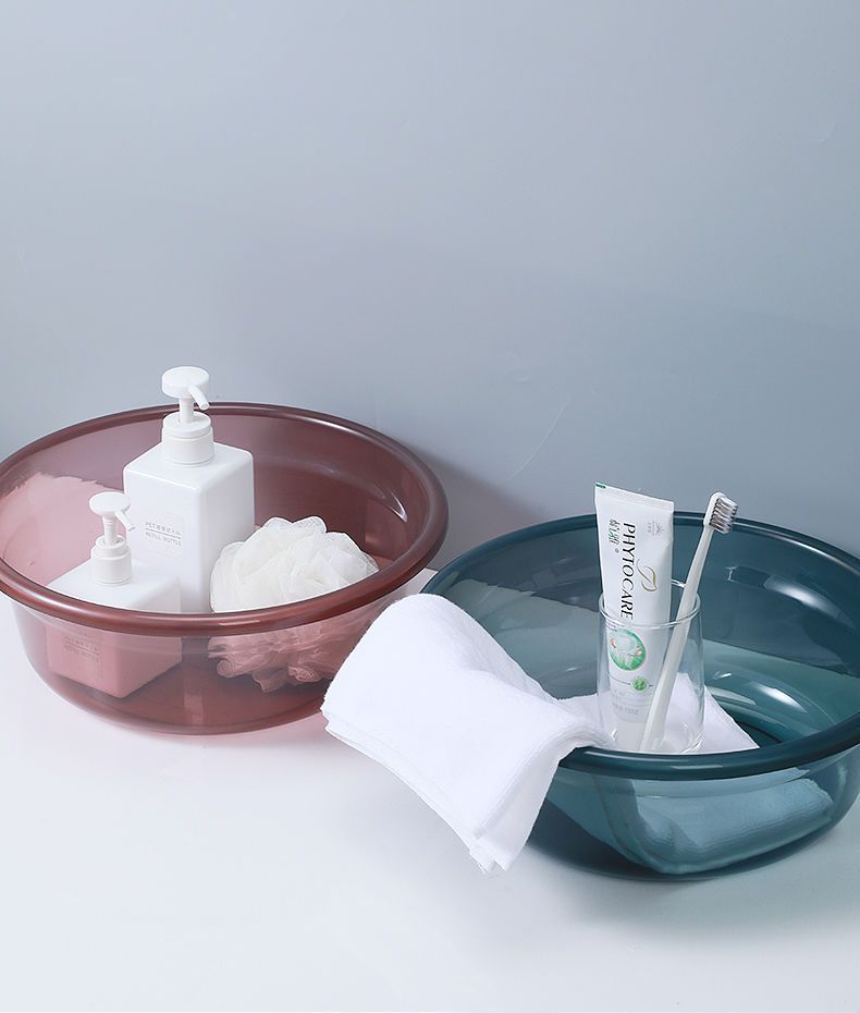 加厚透明洗脸盆家用儿童塑料脸盆宿舍洗衣洗菜盆子大号洗脚盆批发详情15