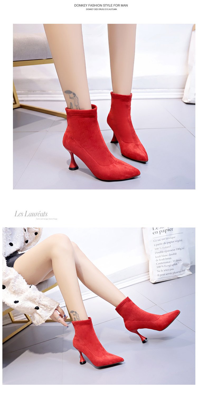 2024春季季新款时尚尖头马丁靴酒杯跟欧美舒适加绒女短靴子批发详情7