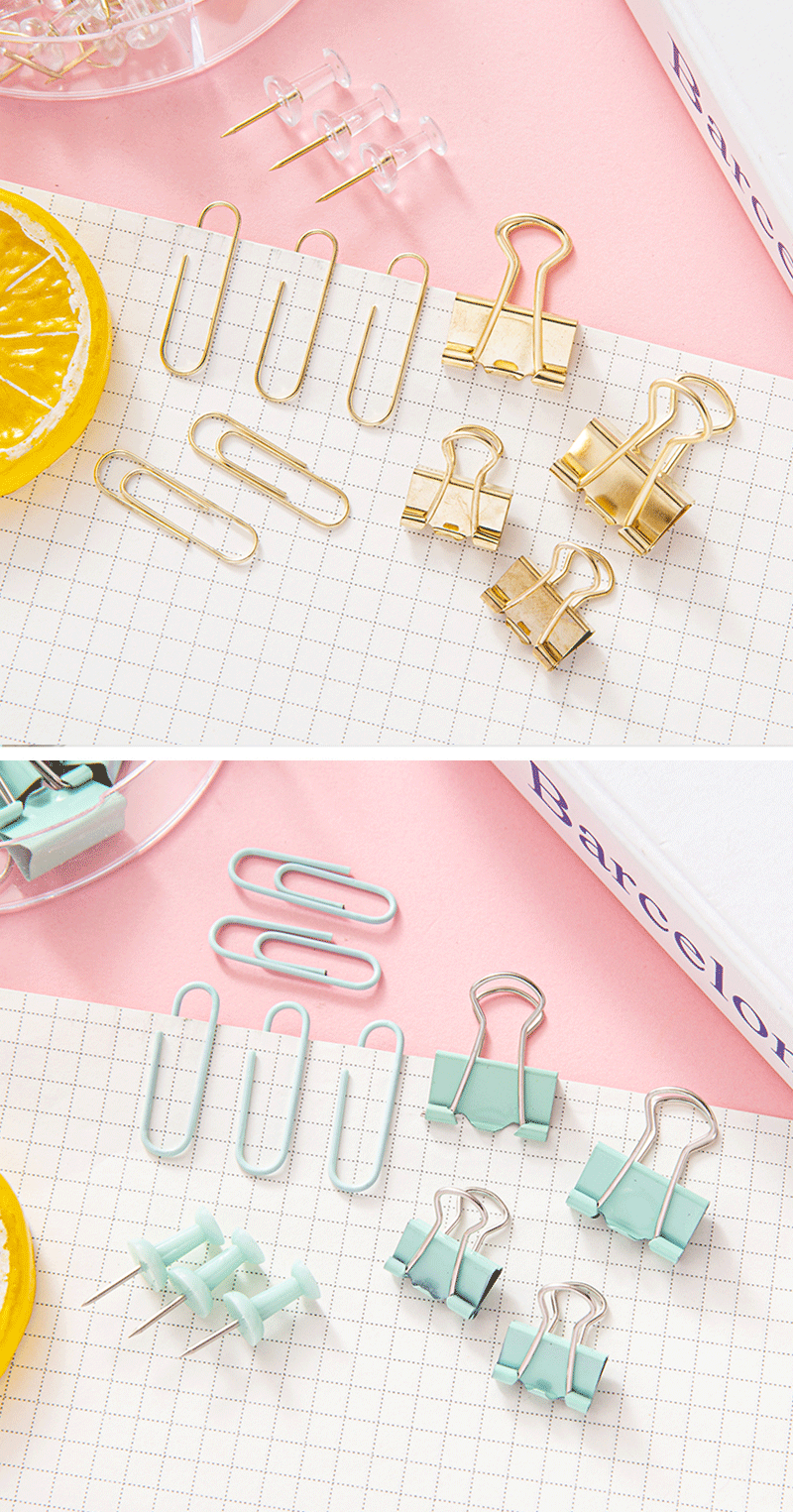 Multi-functional color dovetail clip mixed combination paper clip I-shaped nail long tail clip office supplies set ticket clip pic 10