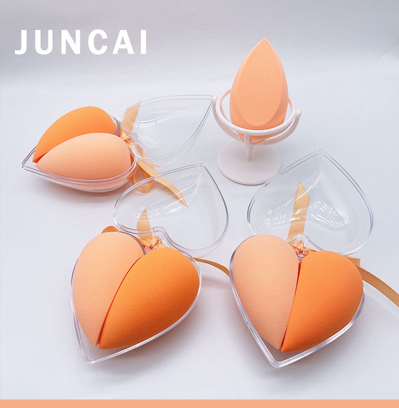 Heart-shaped two-piece beauty egg set, sponge egg drop cut, one-slice powder puff, delicate makeup egg manufacturer pic 10