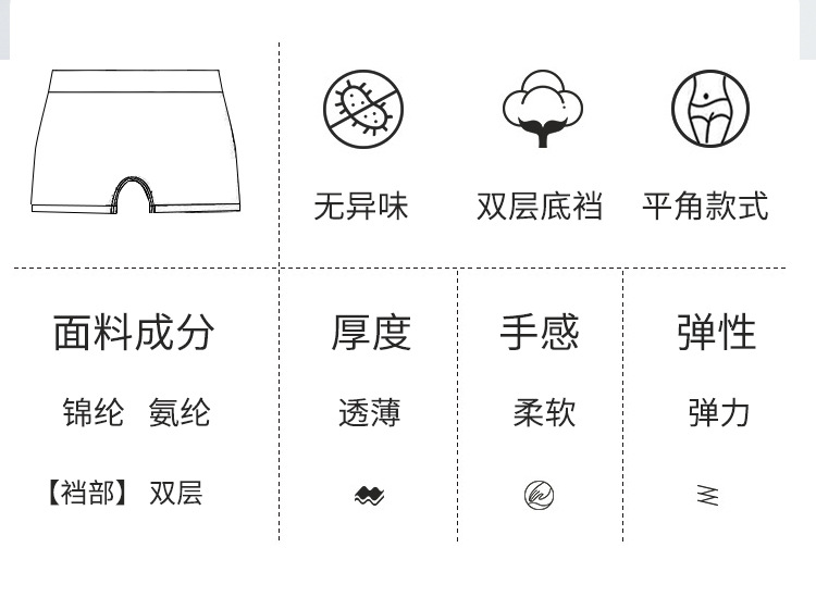 无痕冰丝一片式中腰纯色棉裆透气大码女士平角内裤女平角安全裤详情14