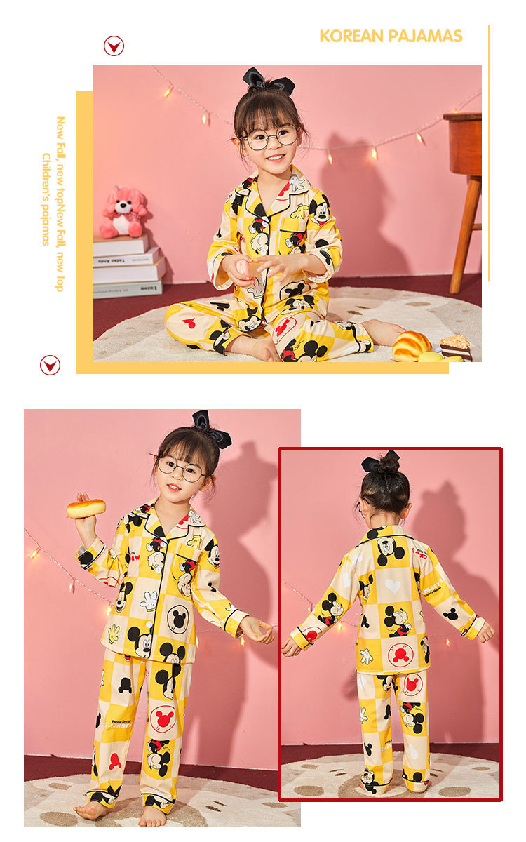 儿童睡衣女孩春夏长袖翻领牛奶丝套装开衫宝宝卡通外贸男童家居服详情34