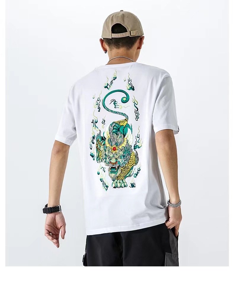 2025新品重工刺绣貔貅短袖T恤半袖男士夏季透气中国风国潮短袖男详情6