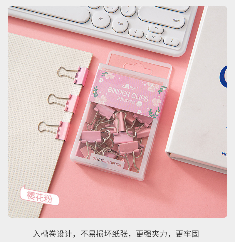 Factory direct supply 19mm long-tail clip box wholesale, macaron-colored office convenient binding ticket clip, cute little clip pic 12