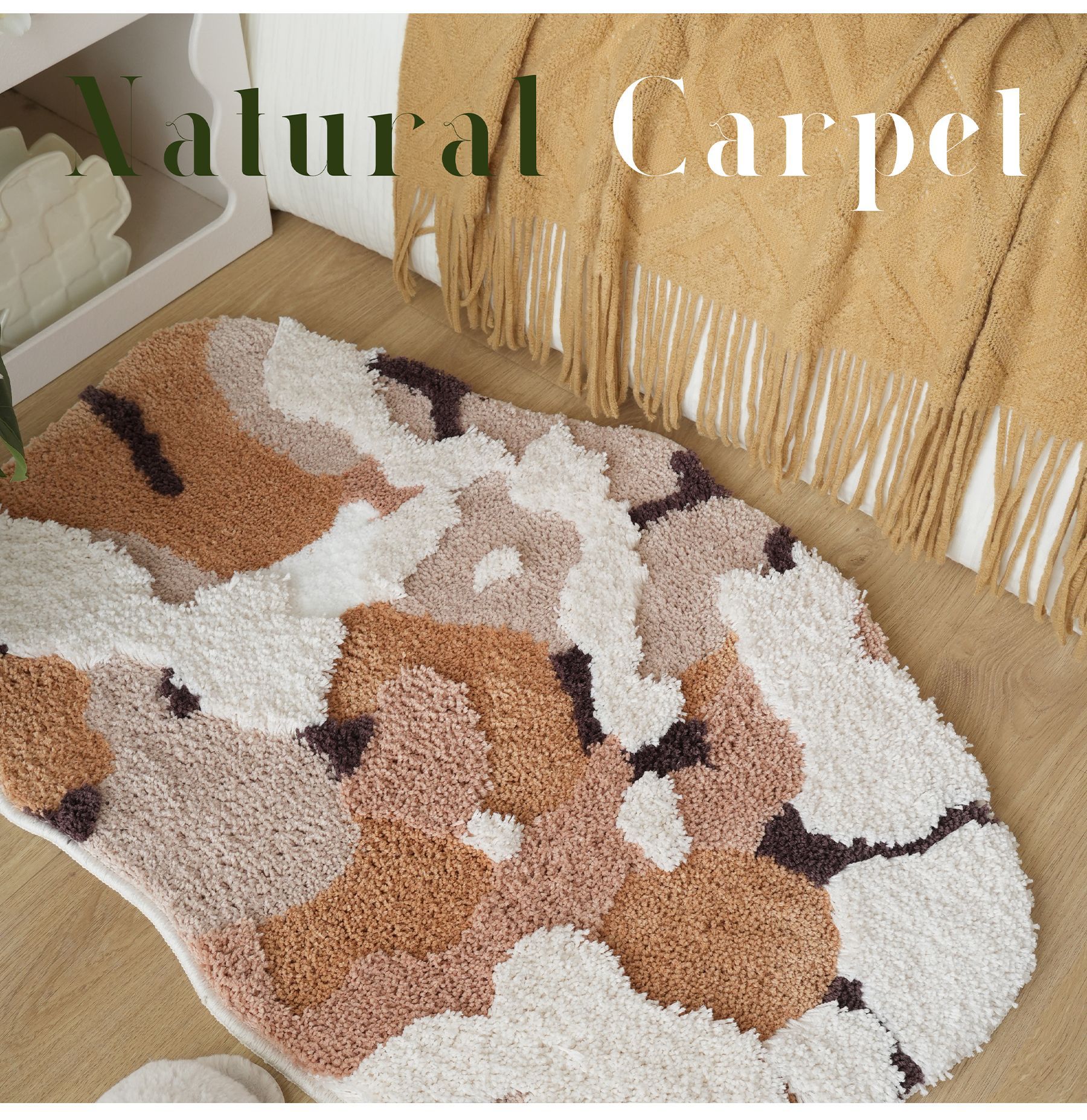 植绒苔藓异形长毛簇绒地毯 ins威尔顿机织加密可折叠防滑垫详情3