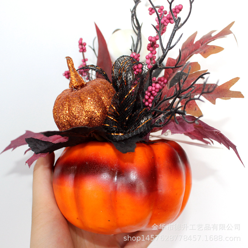 Harvest Festival simulation pumpkin ornaments, handcrafted small bonsai, Halloween autumn color pumpkin decorative ornaments pic 10