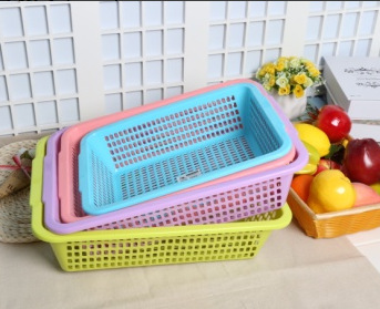 新款塑料框子白色加厚厨房收纳筐配货蓝长方形水果蔬菜洗菜篮子详情8