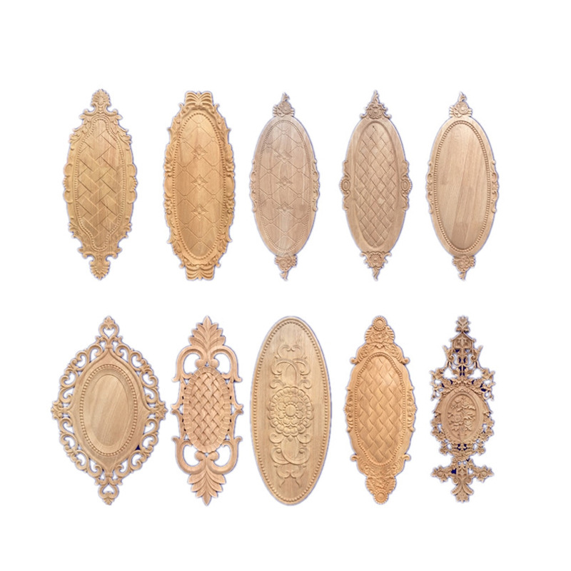 Wood-carved European-style duck egg solid wood carved round veneer door, wood veneer furniture door, core cabinet door pic 3