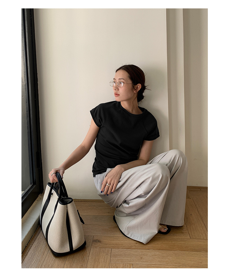 【7色可选】圆领净版短袖T恤女2025春夏新款韩版休闲百搭上衣T026详情36