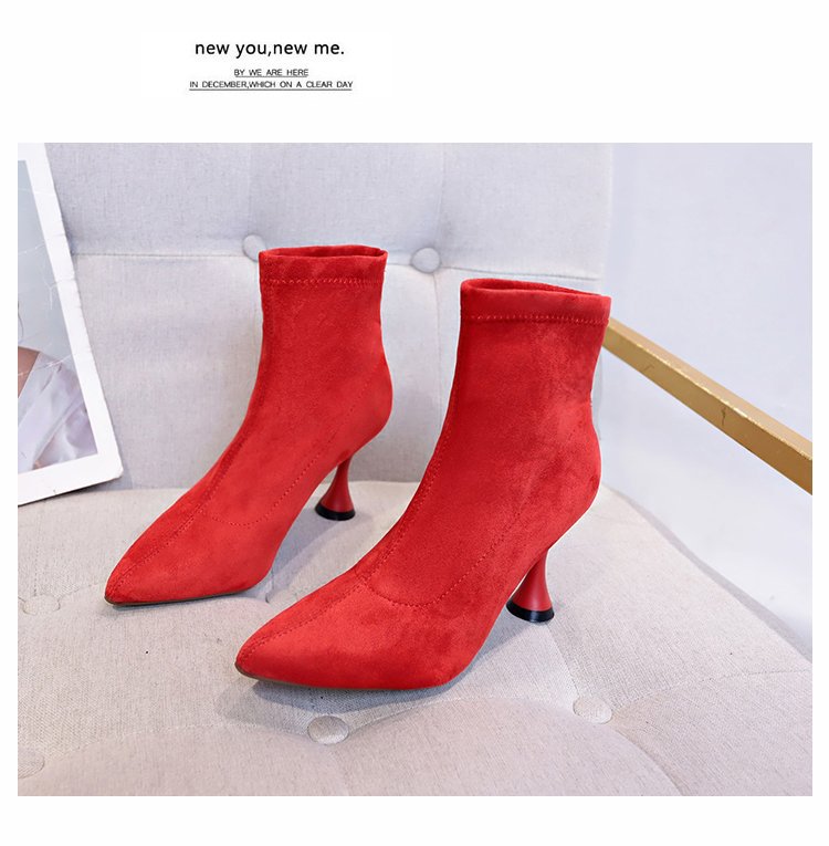 2024春季季新款时尚尖头马丁靴酒杯跟欧美舒适加绒女短靴子批发详情17