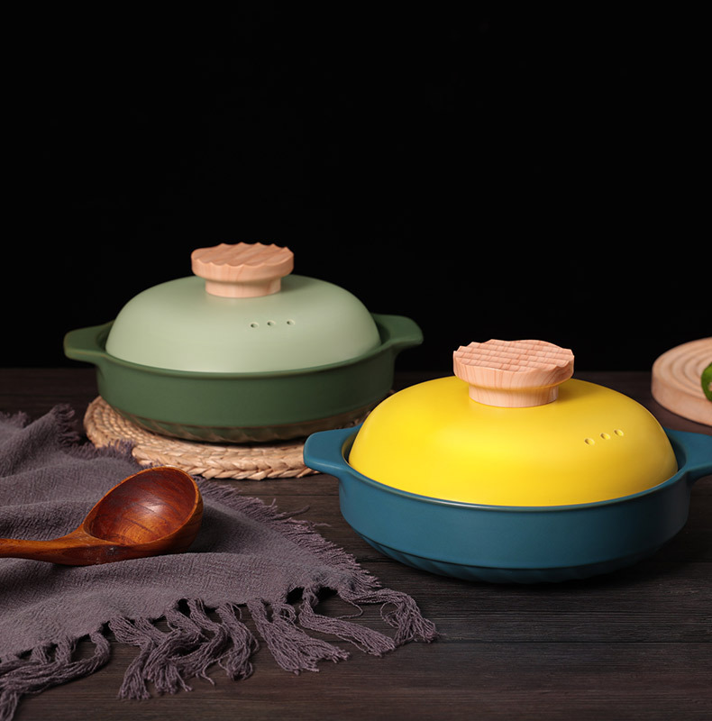 Nordic-style color-blocking clay pot stew pot, household gas open flame high-temperature resistant ceramic fashionable soup pot 煲仔饭 porridge pot pic 14