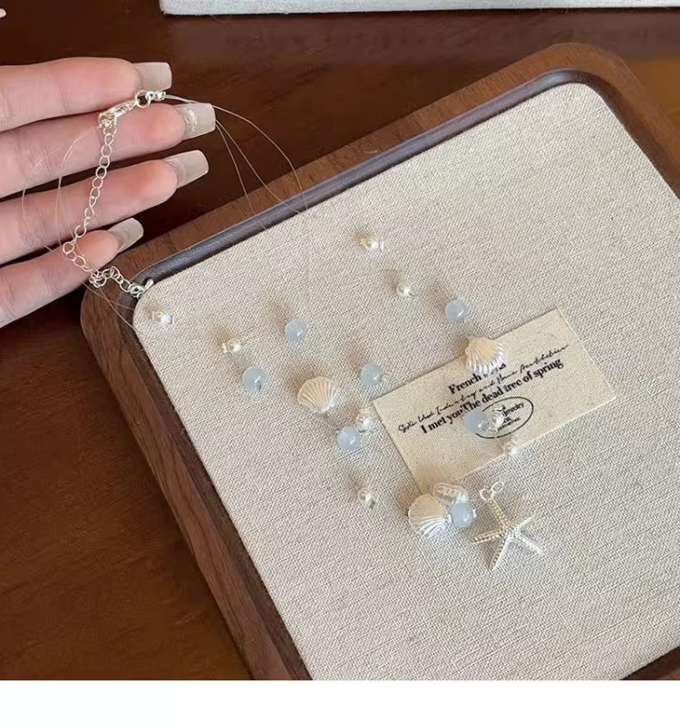 海边沙滩度假风贝壳轻奢项链ins小众设计感配饰编织绳甜美锁骨链详情45