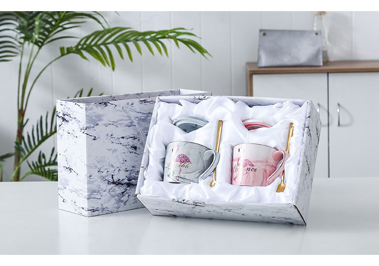 Marble-patterned mug, 12-ounce gold-painted ceramic cup, creative couple water cup set, ceramic cup pic 4