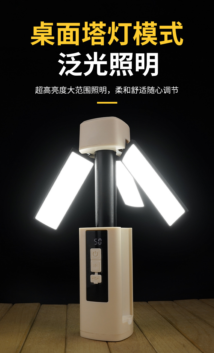 新款户外露营灯 高光LED便携式手电挂灯可折叠家用帐篷灯野营灯详情7