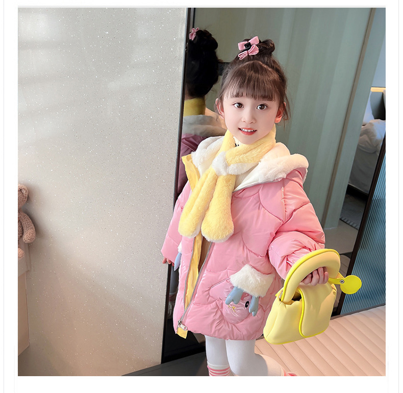 Thickened cotton-padded jacket for girls 2023, stylish deer antler cotton-padded jacket, long coat for little girls, winter cartoon cotton-padded jacket pic 5