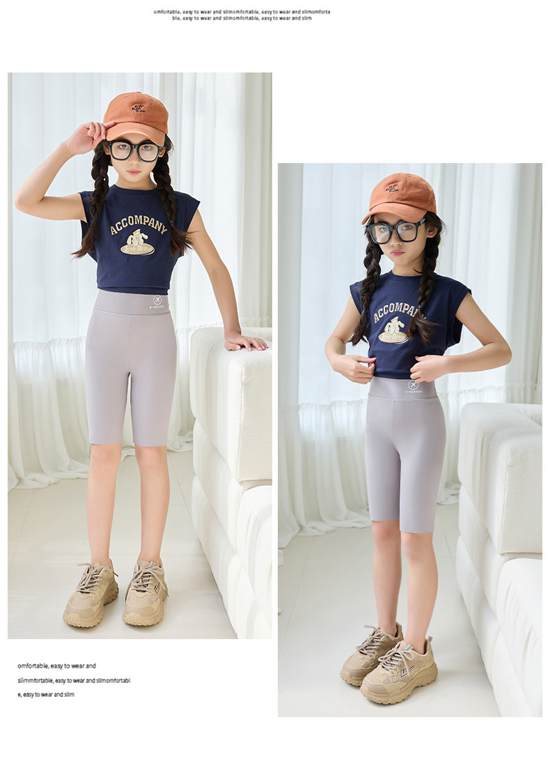 女童打底裤夏季外穿鲨鱼芭比裤中大儿童夏装高弹五分裤瑜伽裤短裤详情33