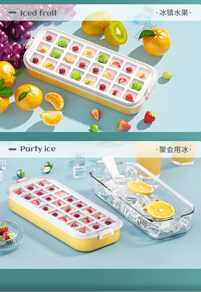 Summer ice cube mold ice cube tray extrusion type ice storage and ice-making storage box, household ice-making and ice storage with lid pic 9