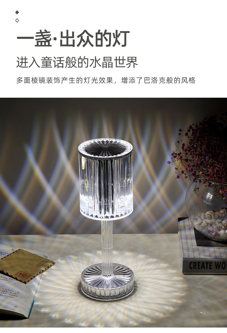 Cross-border Gatsby crystal table lamp, Spanish ambient light, hotel diamond romantic and warm led display piece pic 9