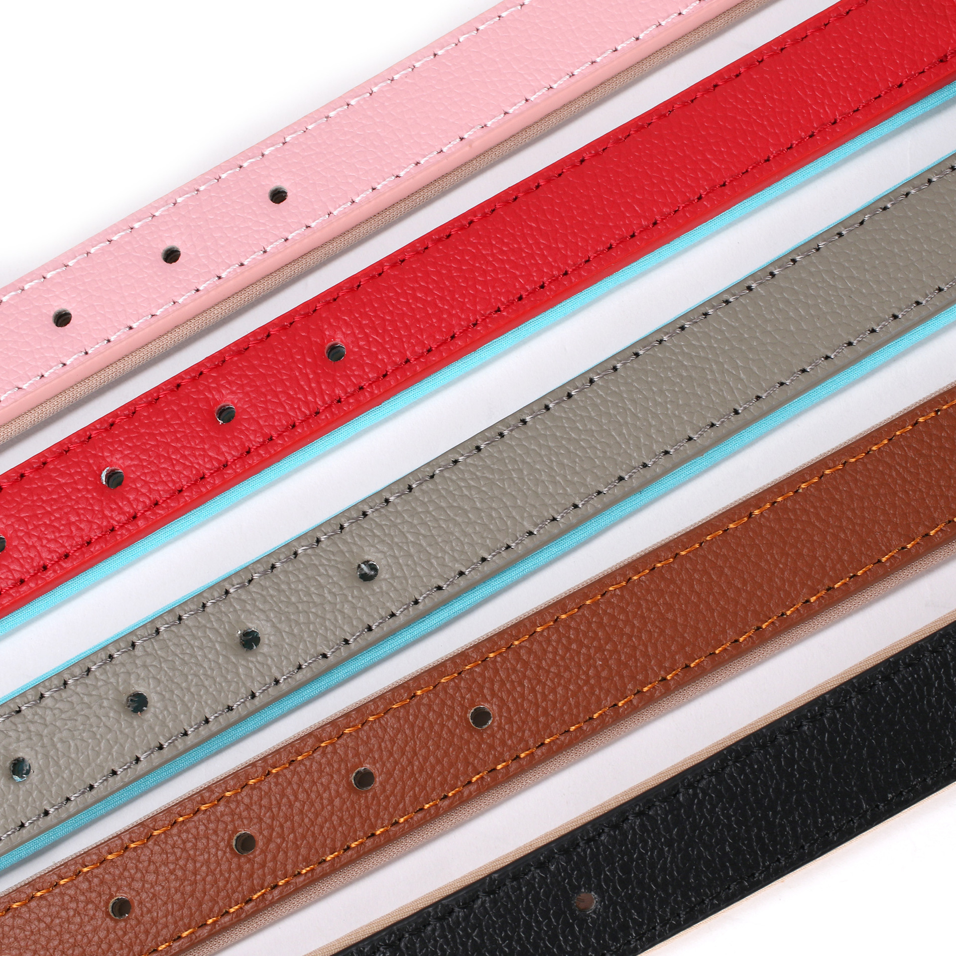 New pet collar with lychee pattern, genuine leather dog collar, diving cotton anti-loop, adjustable cat neck collar, pet collar pic 7