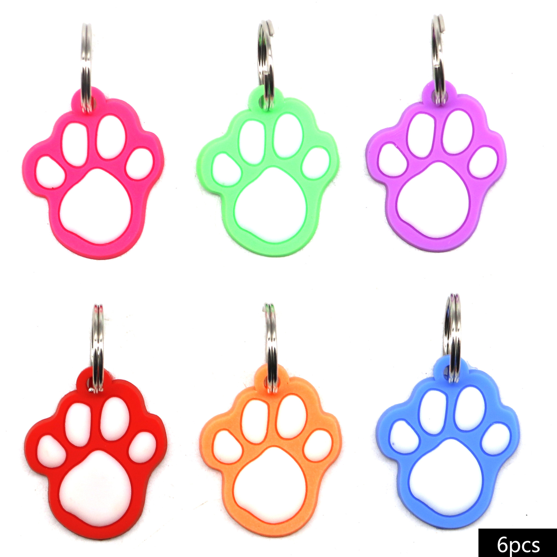 Seis etiquetas de perro para mascotas moe favorite palm shape gotejar pegamento collar para mascotas listado silicona pet id tag pic 3