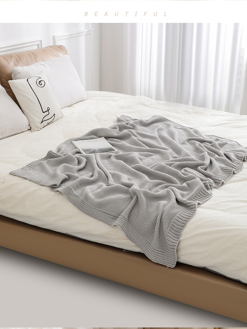 华夫格沙发盖毯针织毯办公室空调午休毯披肩毯休闲毯床盖毯小毛毯详情14