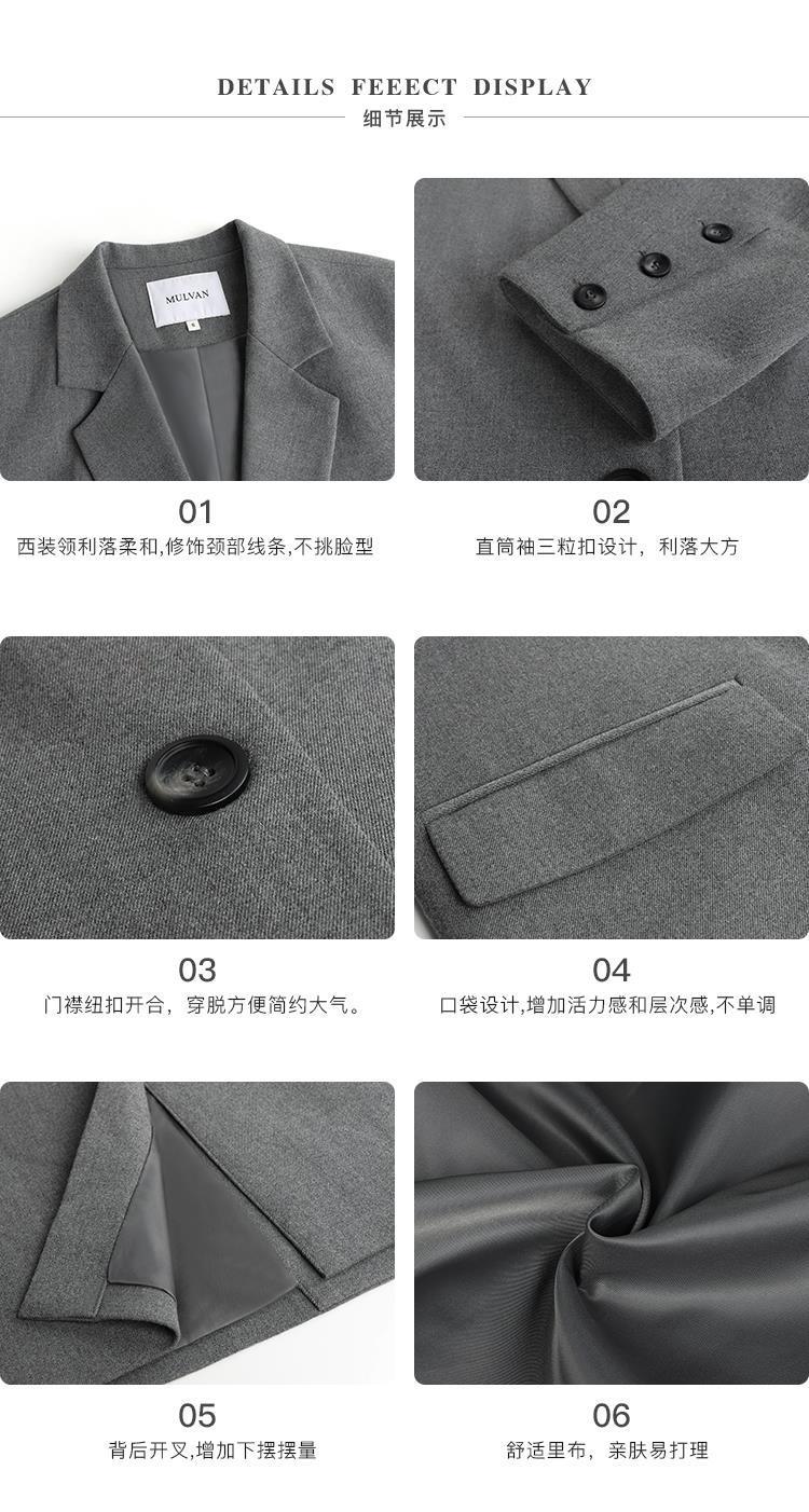 黑色中长款西装领风衣外套女2022年秋冬新款韩版休闲气质过膝大衣详情8