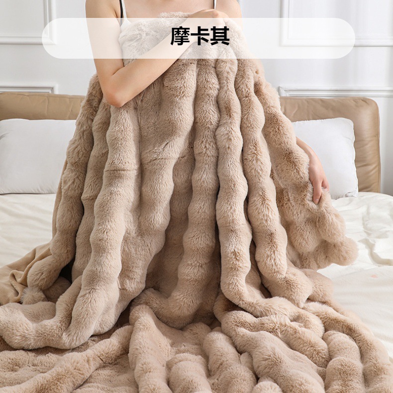 托斯卡纳毛毯加厚现代简约绒盖毯牛奶绒外贸仿獭兔毛皮毛毯子四季详情5