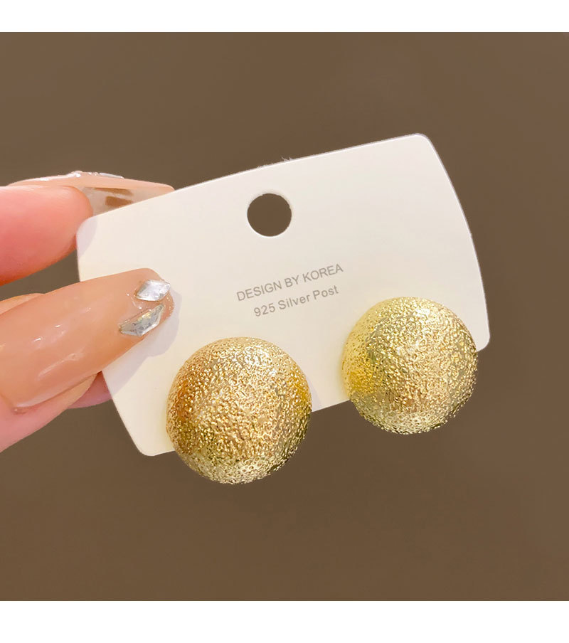 Retro Hong Kong-style golden texture ball earrings, simple and niche, versatile bestseller stud earrings, high-end and elegant earrings for women pic 29