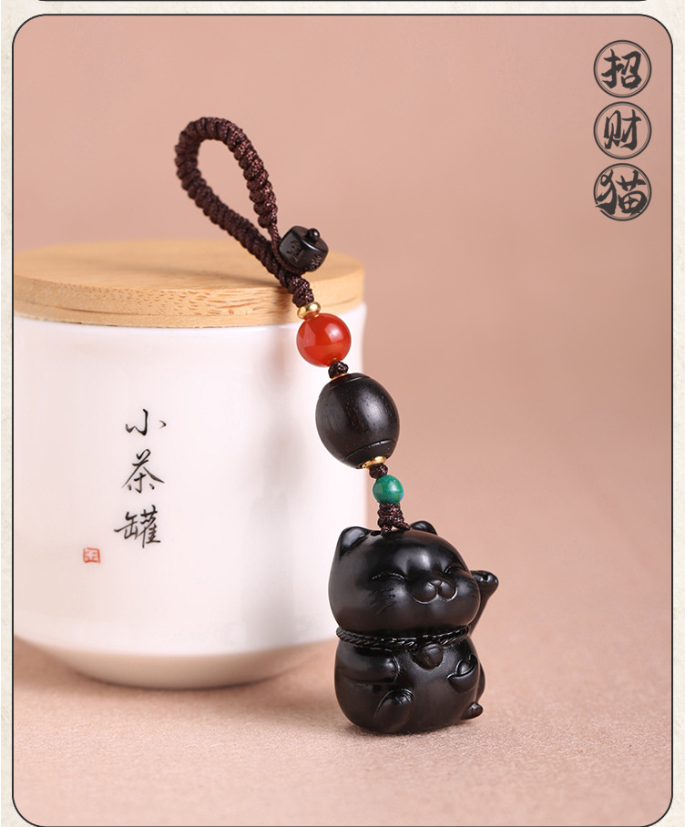 Creative, personalized and cute ebony keychain pendant, plush cat, creative small gift, car key pendant pic 18