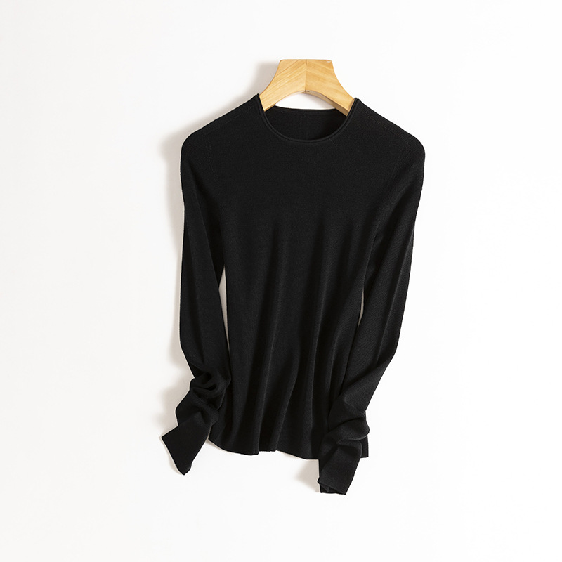 Early autumn machine-washable Yangzi yarn seamless one-piece 18-needle 100. Wool round-neck knitted sweater for women, slimming and shaping top pic 29