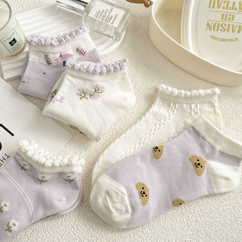袜子地摊一件代发船袜女春夏花边短袜低腰浅口可爱少女学生袜百搭休闲潮袜一件代发详情8