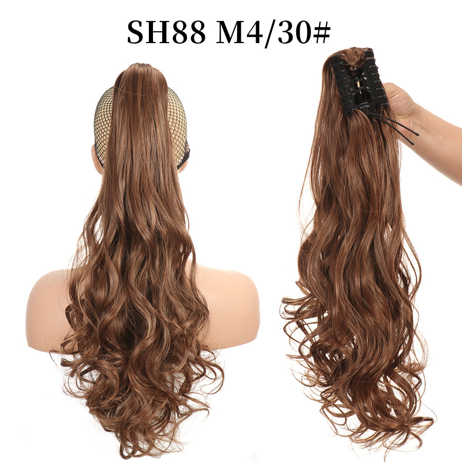 European and American style claw clip long curly hair, tiger mouth claw clip ponytail simulation wig, fluffy and natural ponytail pic 46