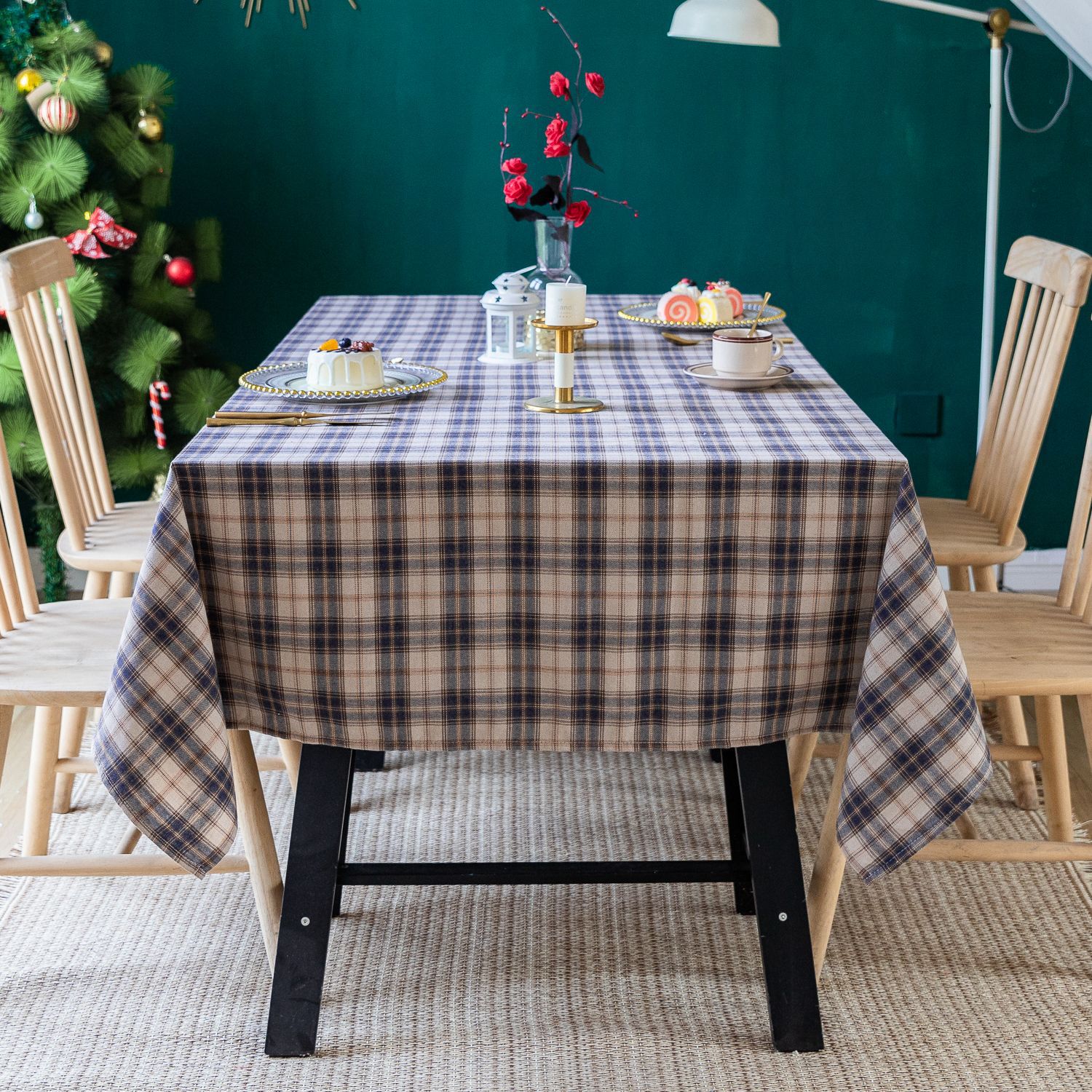 American green checkered table fabric Christmas Day Amazon rectangular atmosphere decoration tablecloth manufacturer, South Korea pic 34