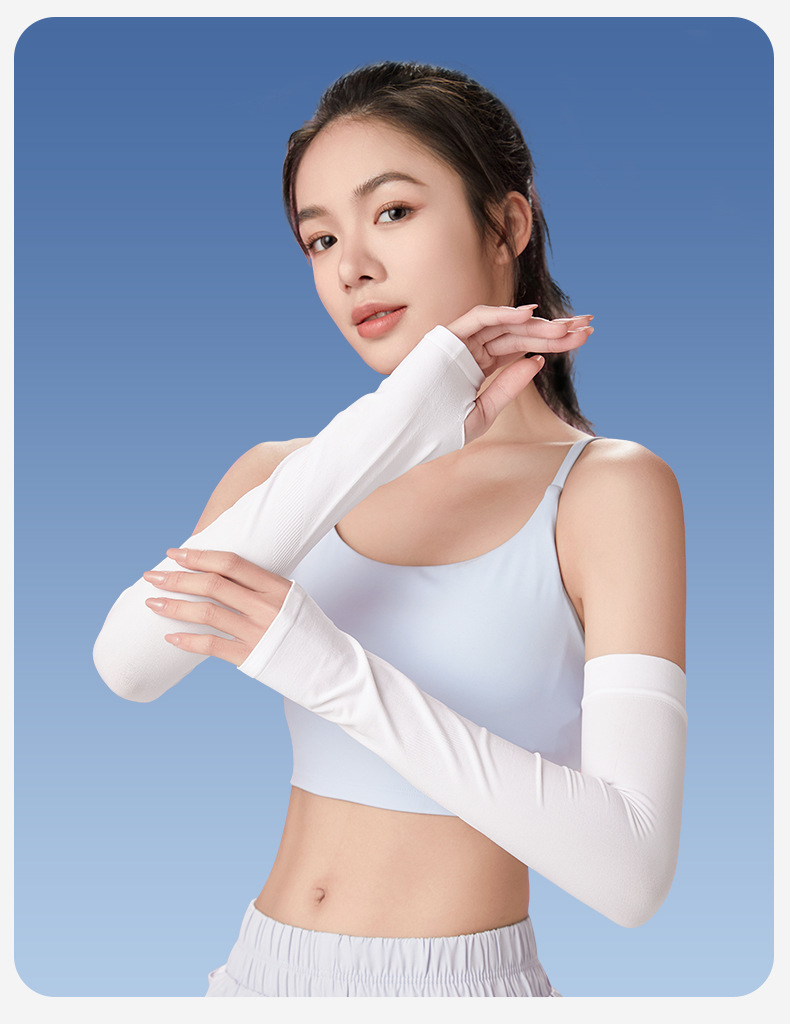 夏季防晒冰袖女户外防紫外线冰丝袖套薄护臂开车骑行透气凉感手袖详情18